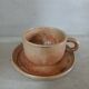 8 tasses anciennes avec soucoupes en grès