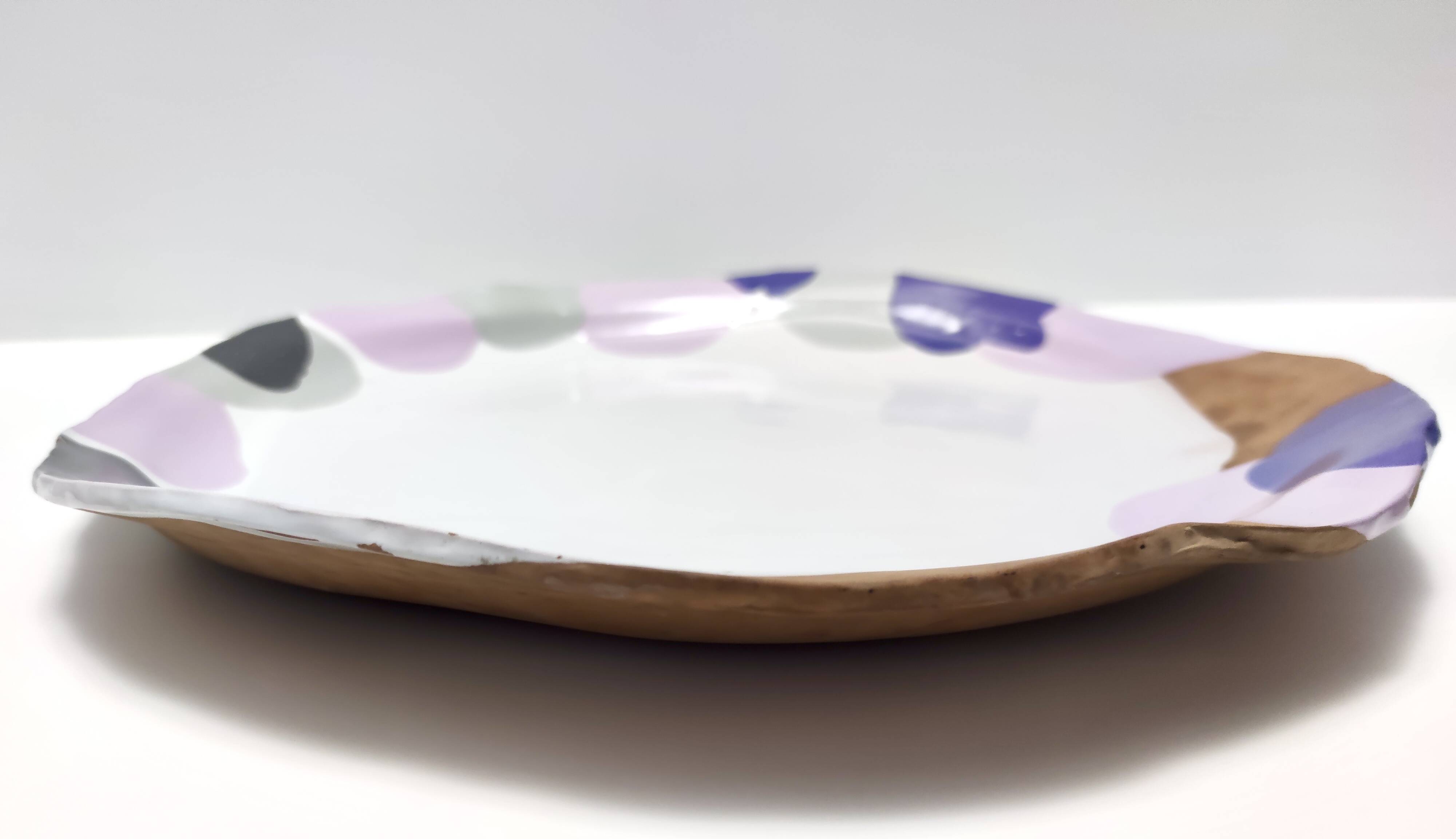 Large Earthenware Vide-Poche / Decorative Plate by Pino Castagna, Italy