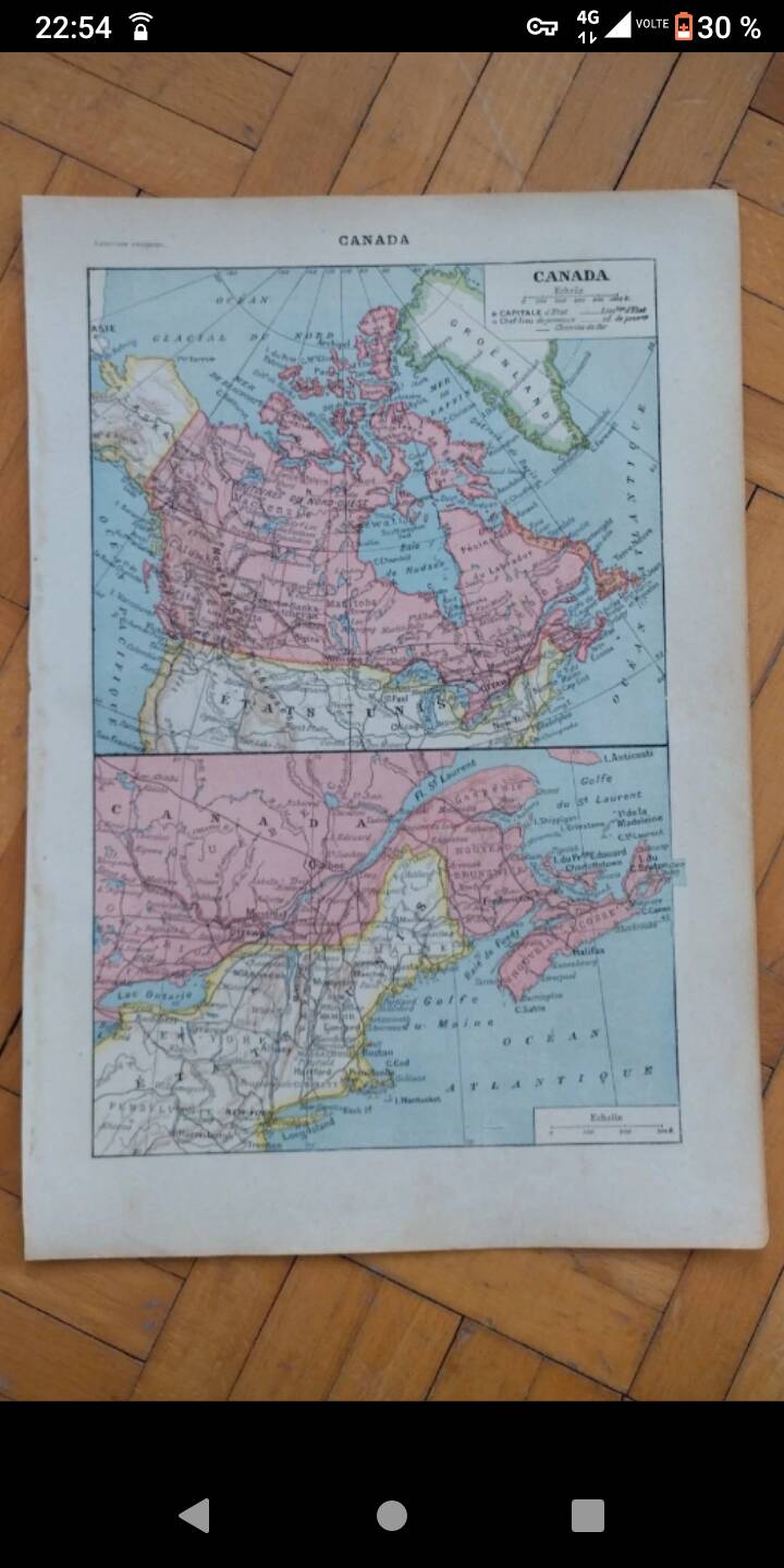 Map poster Canada Larousse encyclopedia board
