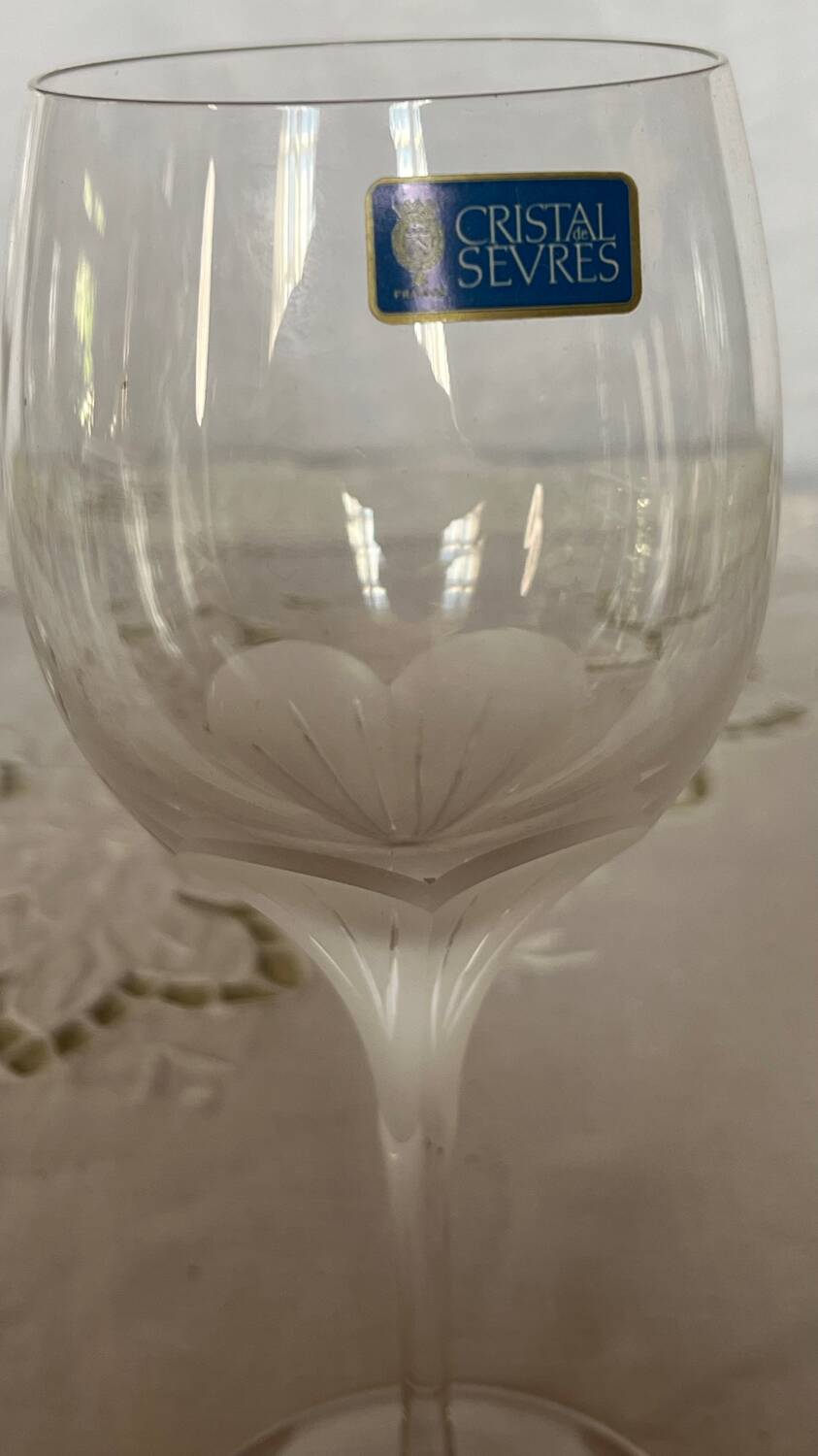 Set of 4 vintage Sèvres Primavera crystal stemware