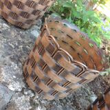 Suite of three cache pots imitation wicker braided by Emsa / vintage 60s-70s