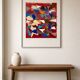 Helmut Dittmann – Geometric Abstract Collage, Vivid Multicolour on Red 1987