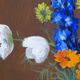 Painting colorful flowers on hardboard still life signed framed