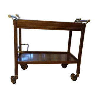 Vintage rolling service (wood, glass and brass)