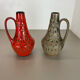Set of 2 multi-color fat lava op art pottery vase made bay ceramics, germany