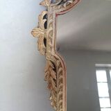 Ancien miroir bois sculpté cérusé décor colombes style Louis XVI Shabby 85x53 cm B572