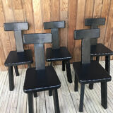 Set of chairs 1950 black woods
