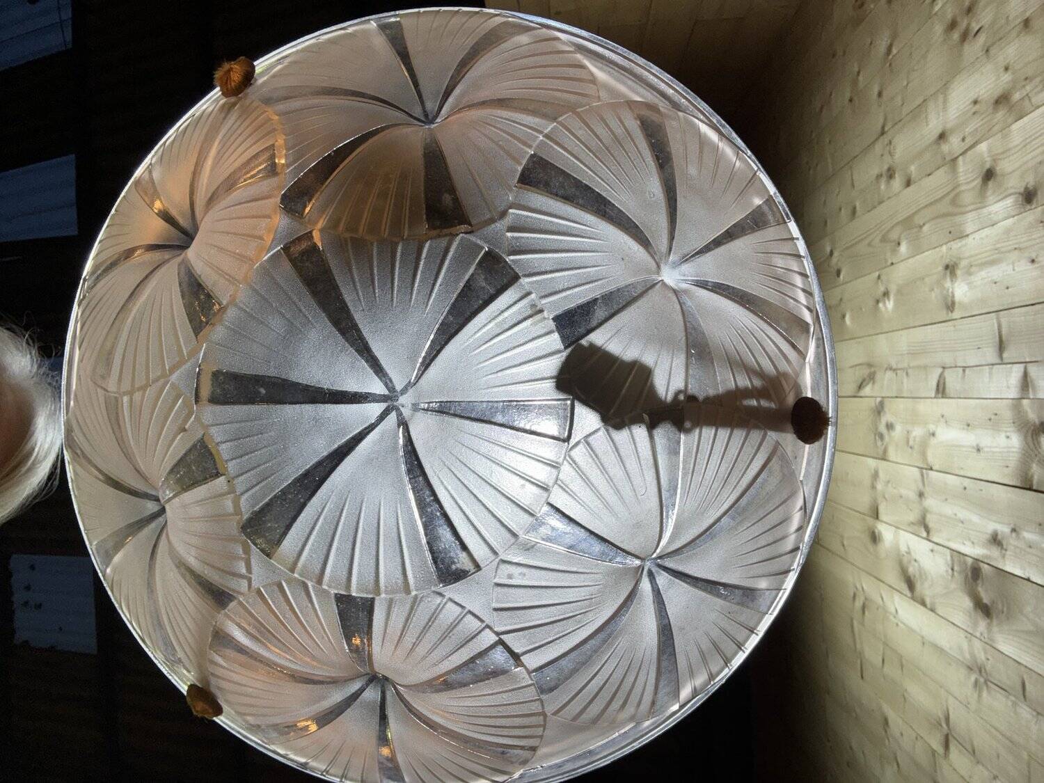 Degué ceiling light, Art Deco pressed moulded glass