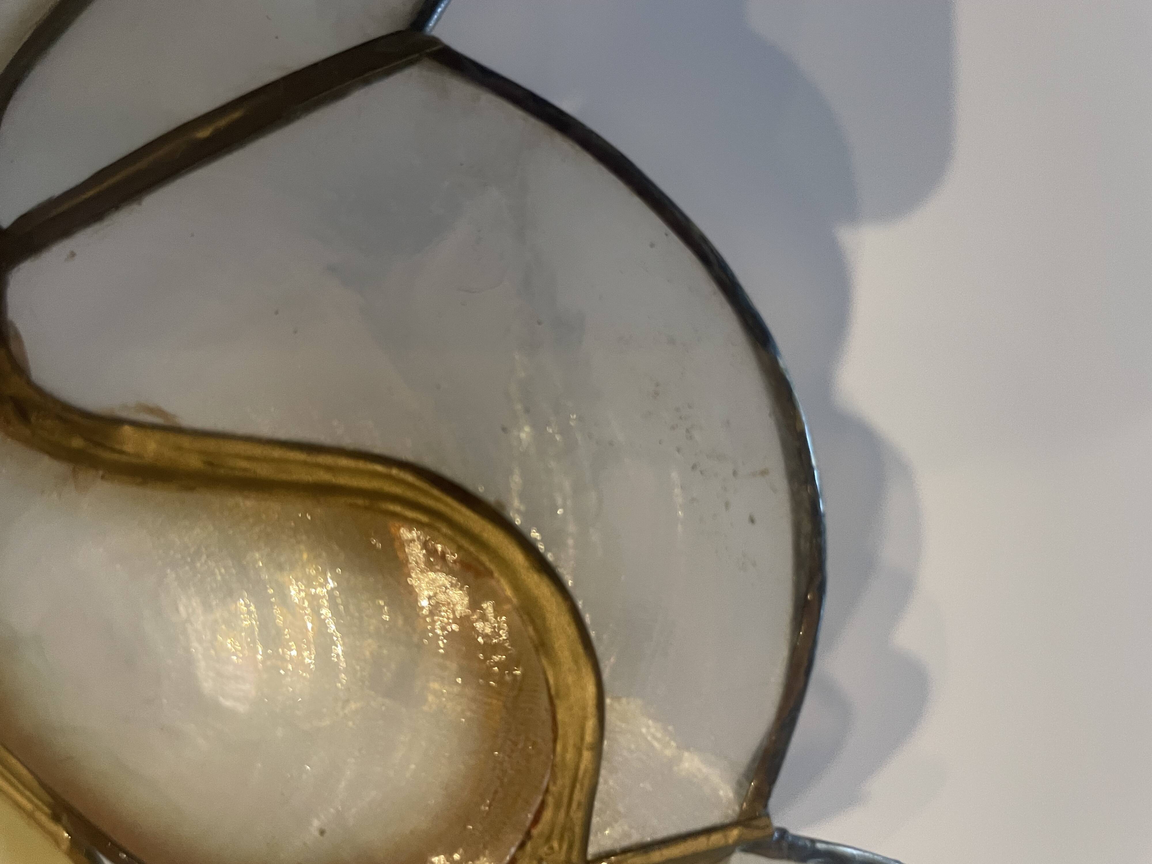 Applique abat jour nacre et laiton