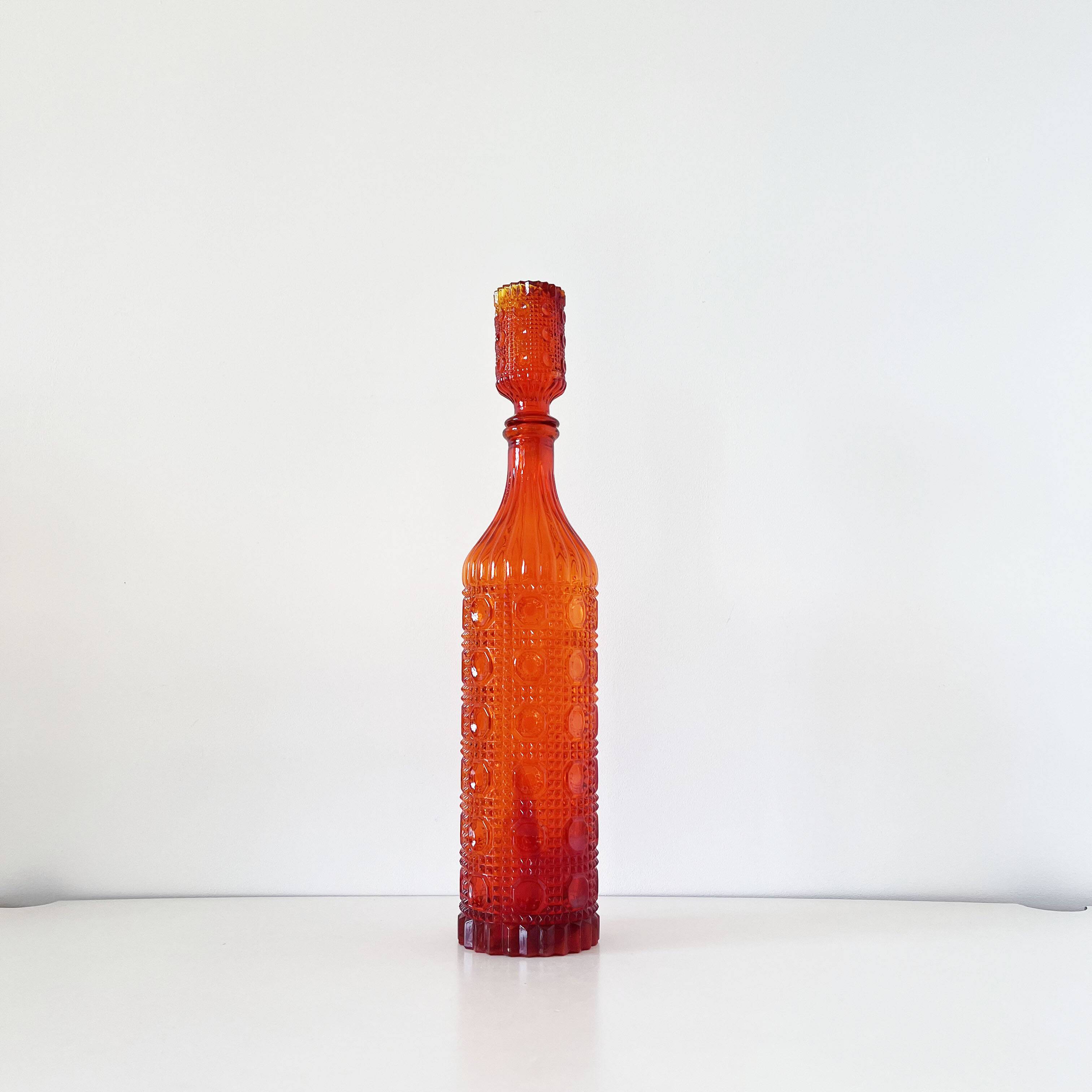 Italian carafe empoli orange red 1960