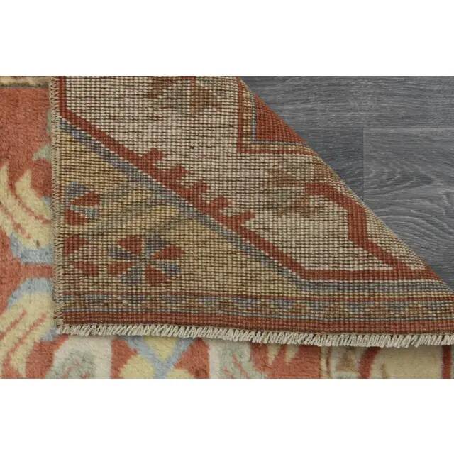 1970s Vintage Turkish Handmade Wool & Cotton Orange Runner Rug 69X196