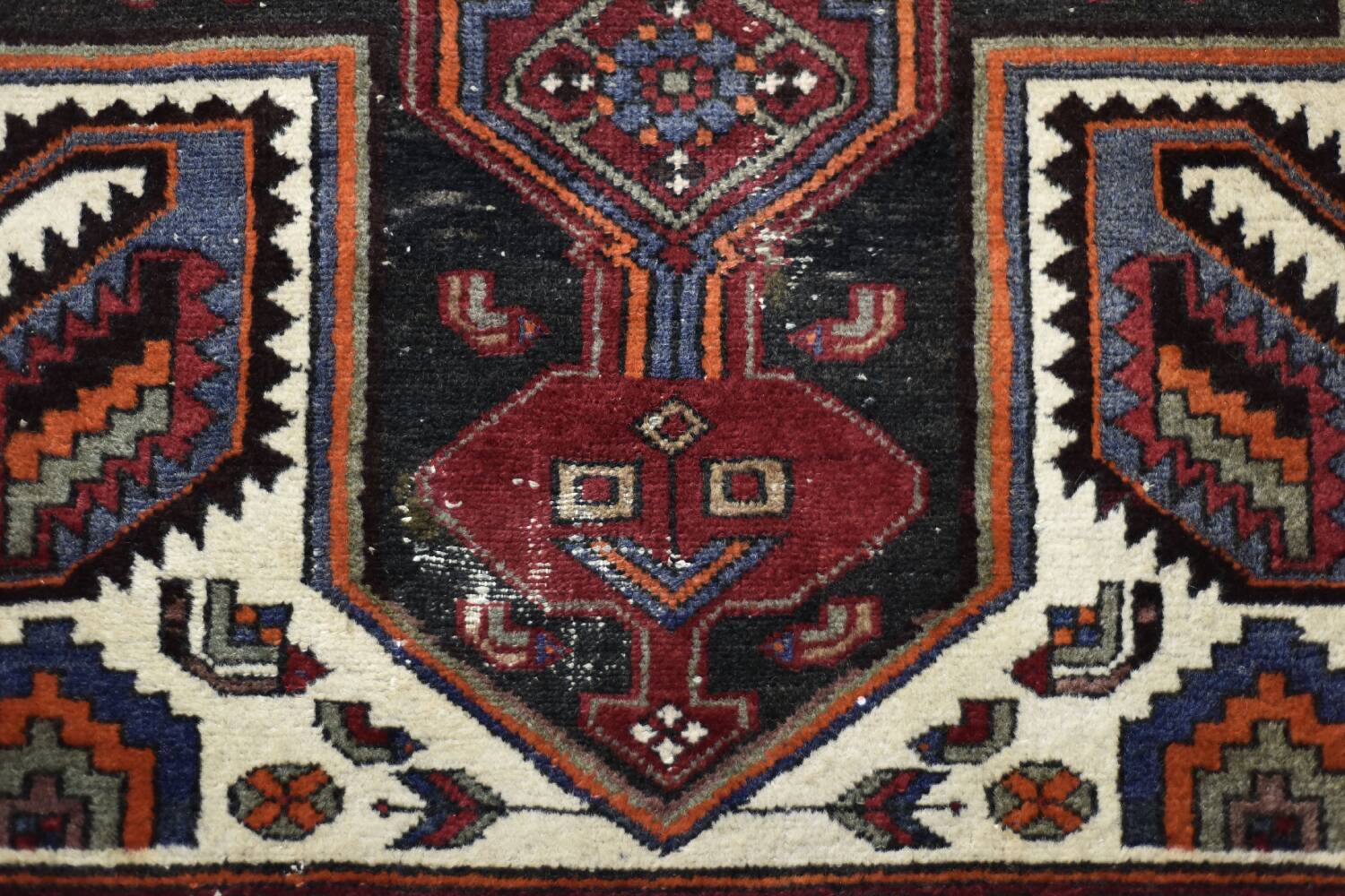 Vintage handwoven Zanjan Hamadan oriental rug, Middle East, 1960s.