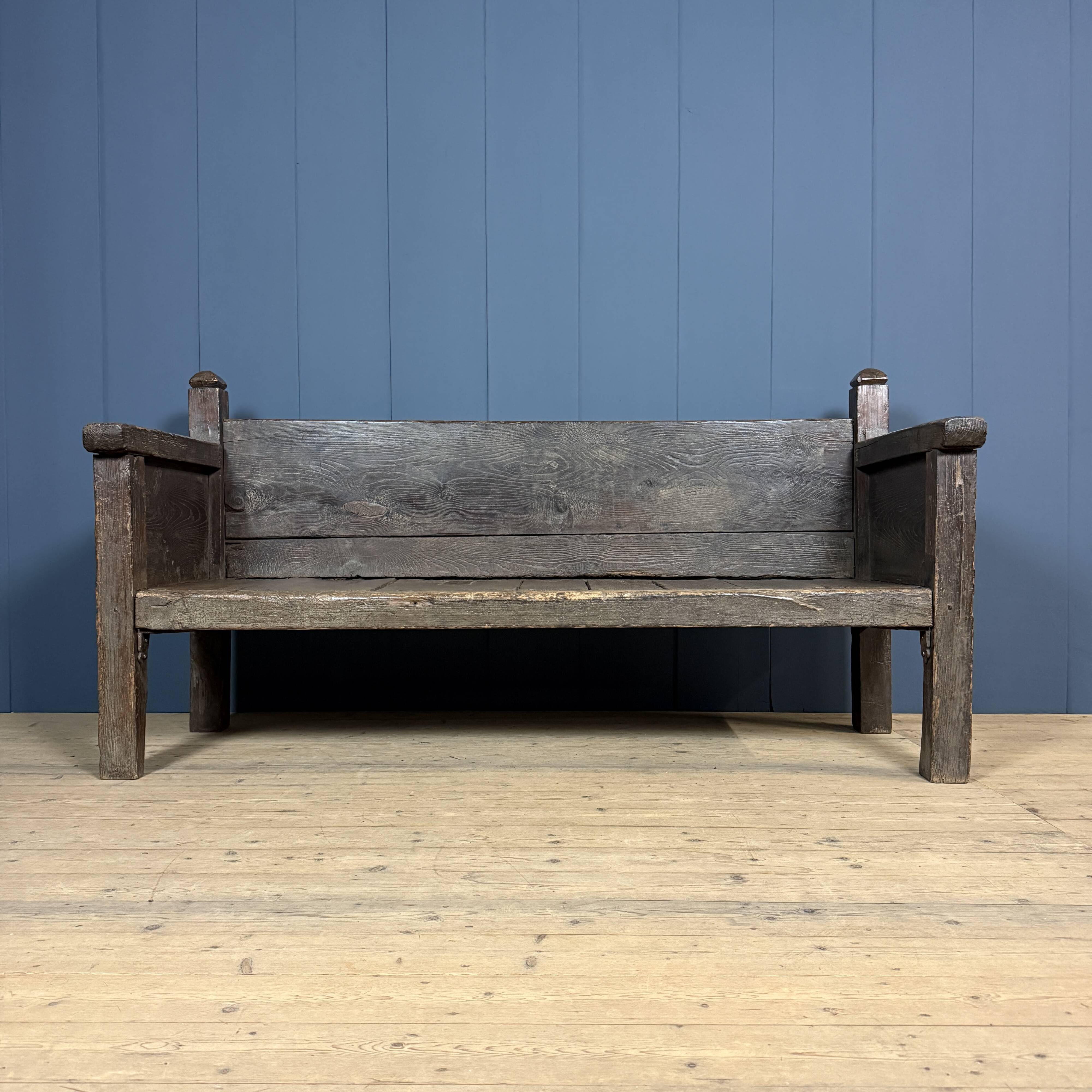 Antique Spanish chestnut wood bench from the 18th century