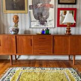 Mid-century Modern High Pile, Yellow, White, Green & Grey Rya Rug, Sweden, 1960s