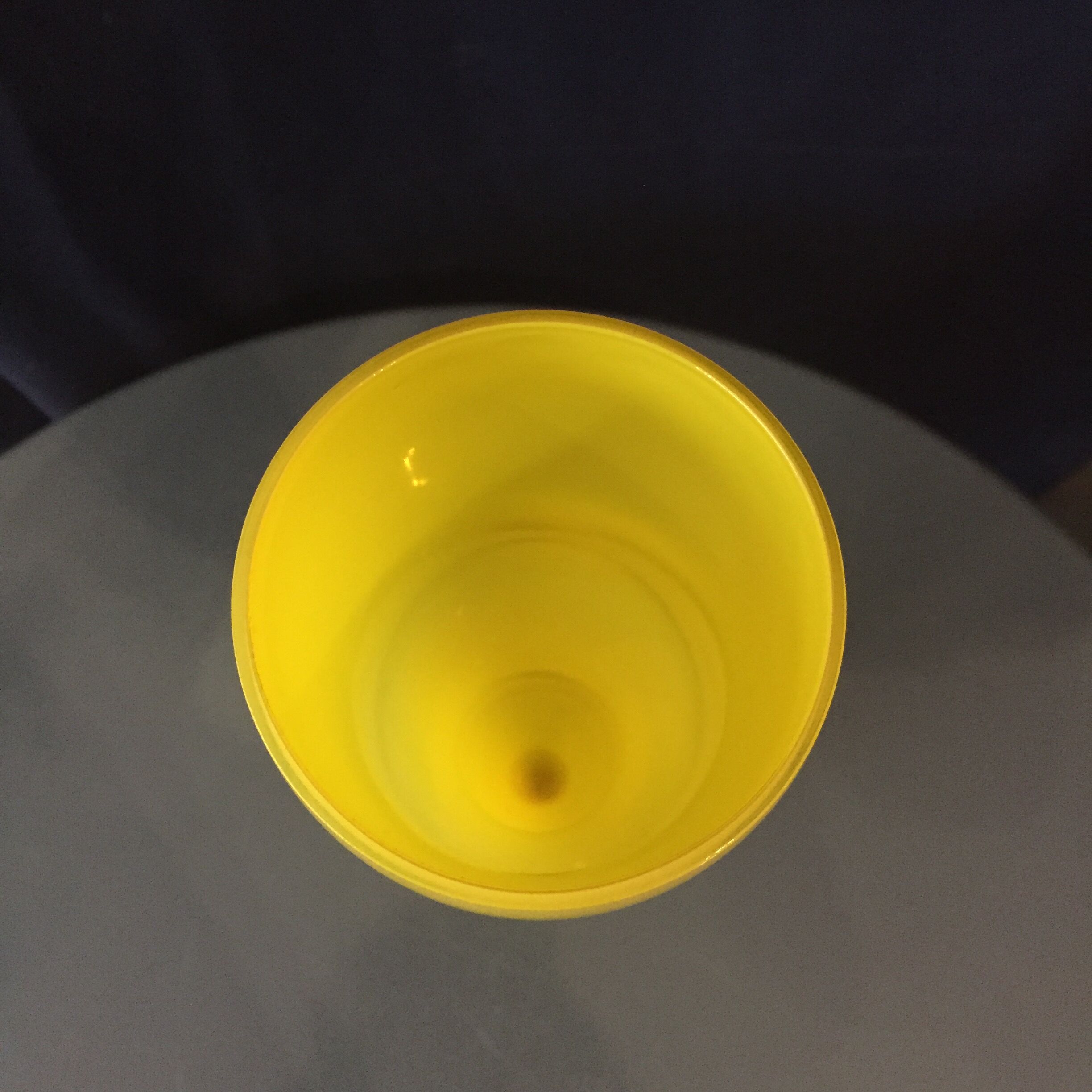 Yellow and cobalt blue two-tone soliflore vase