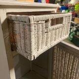 Wicker wood bedside table