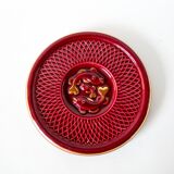 Superb set of coasters and coasters with fish pattern in burgundy art dec ceramic