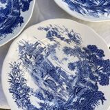 5 hollow plates / earthenware soup Gien Enoch Wedgwood style blue iron earth - vintage model