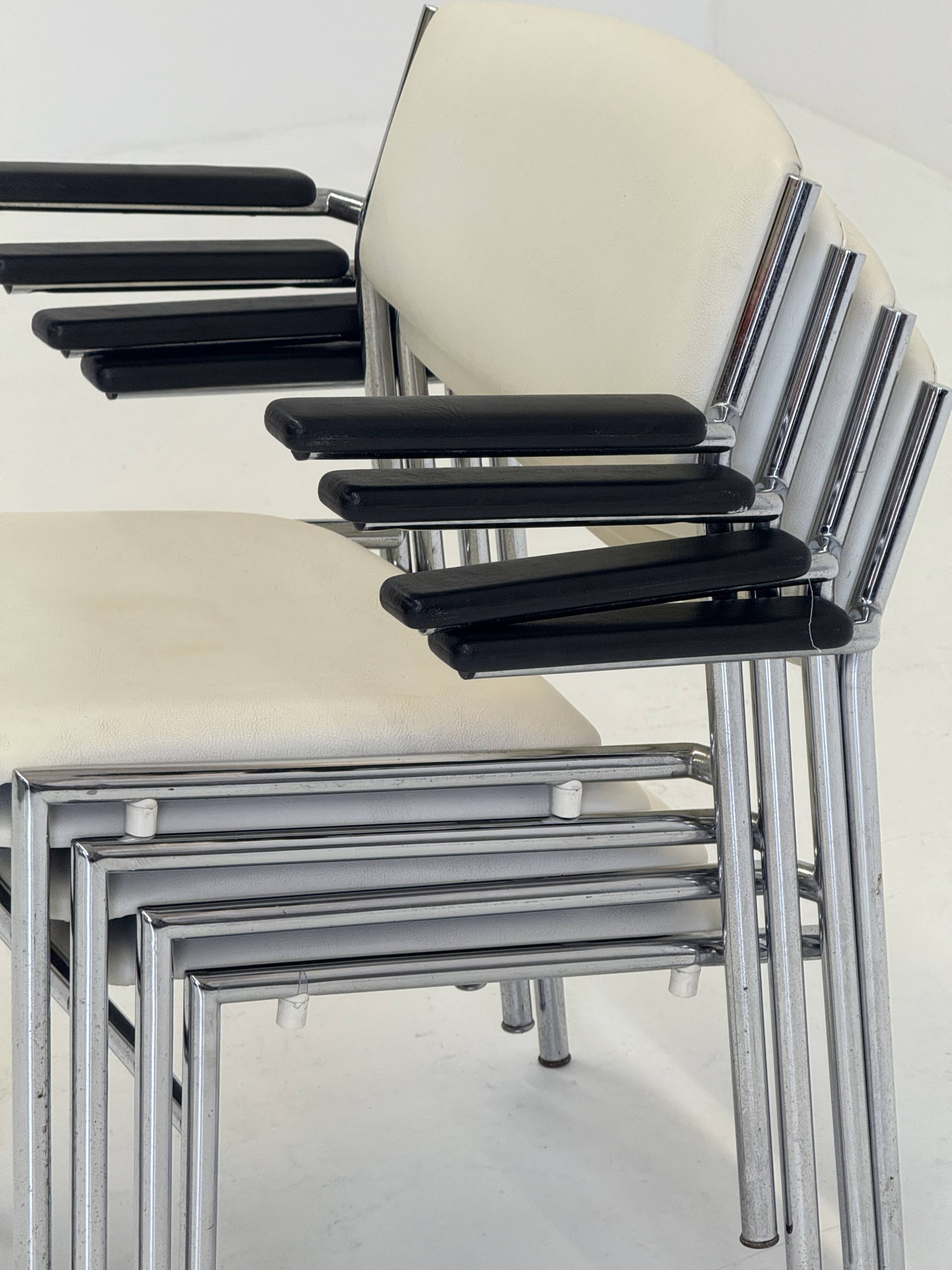 Fauteuils Gijs van der Sluis en cuir blanc