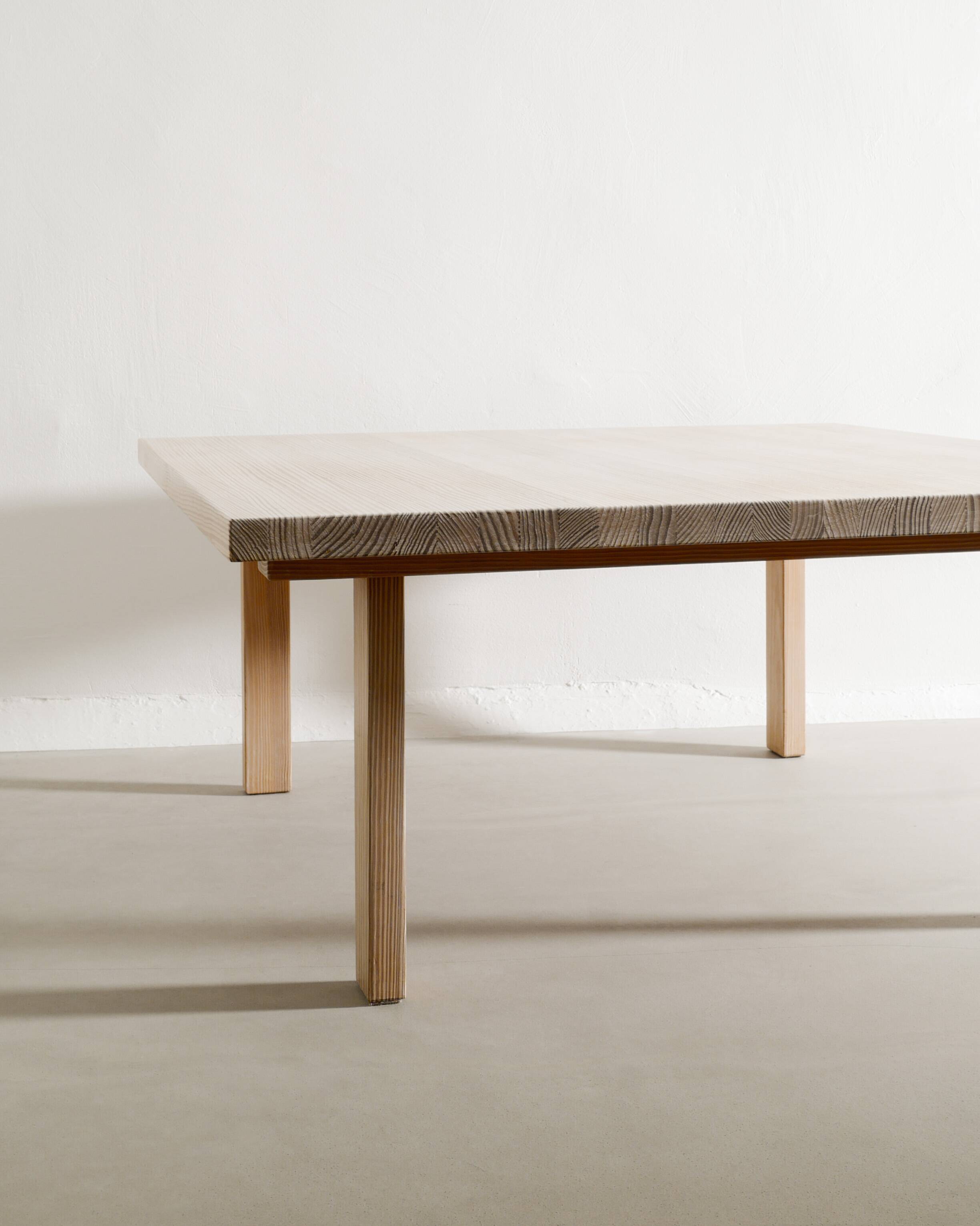 Vintage Danish Squared Wooden Coffee Sofa Table in Oregon Pine, 1970s