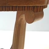 Art Deco Round Oak Durmast and Glass Coffee Table, Italy