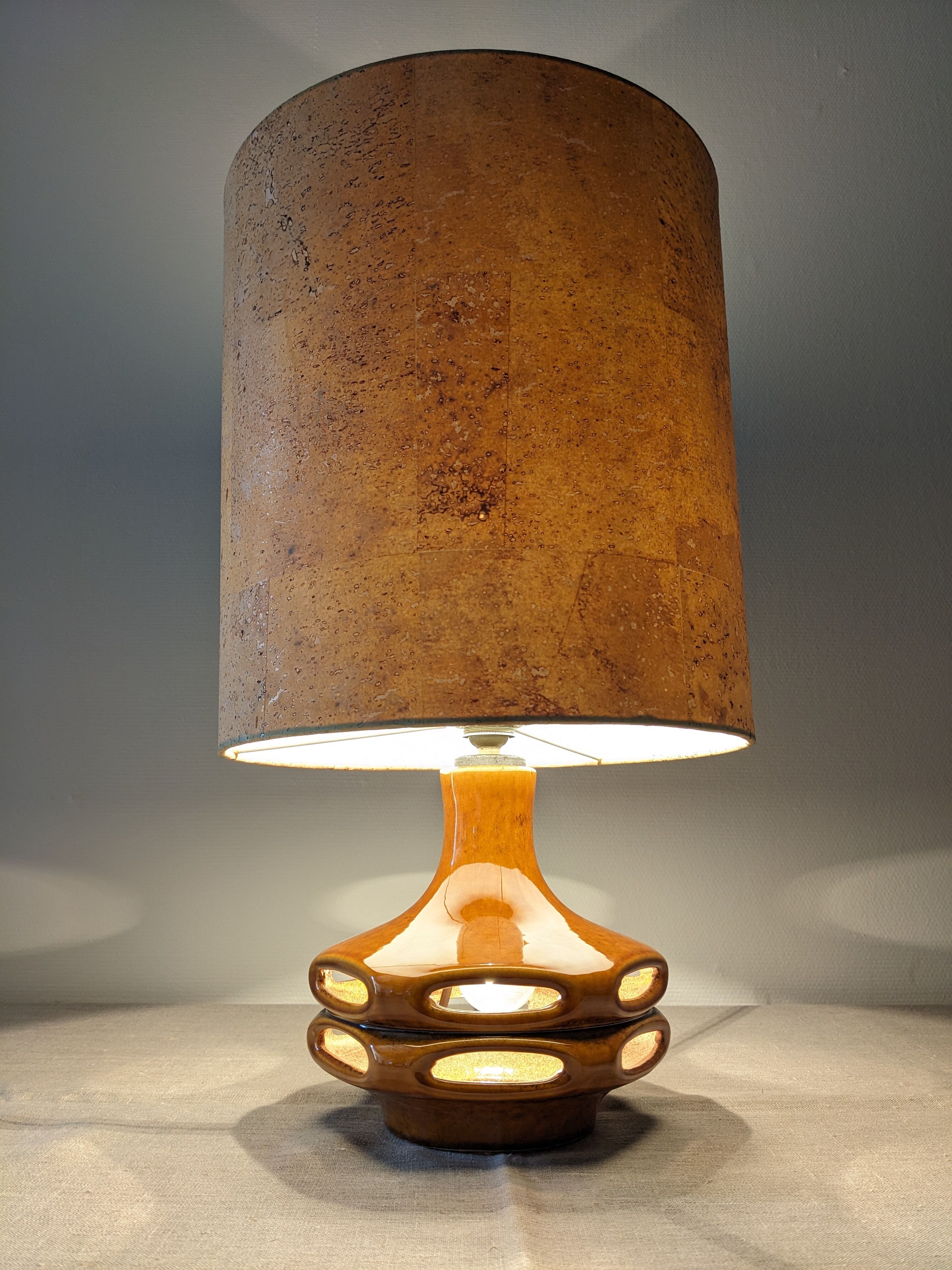 Glazed ceramic lamp from the 60s/70s West Germany