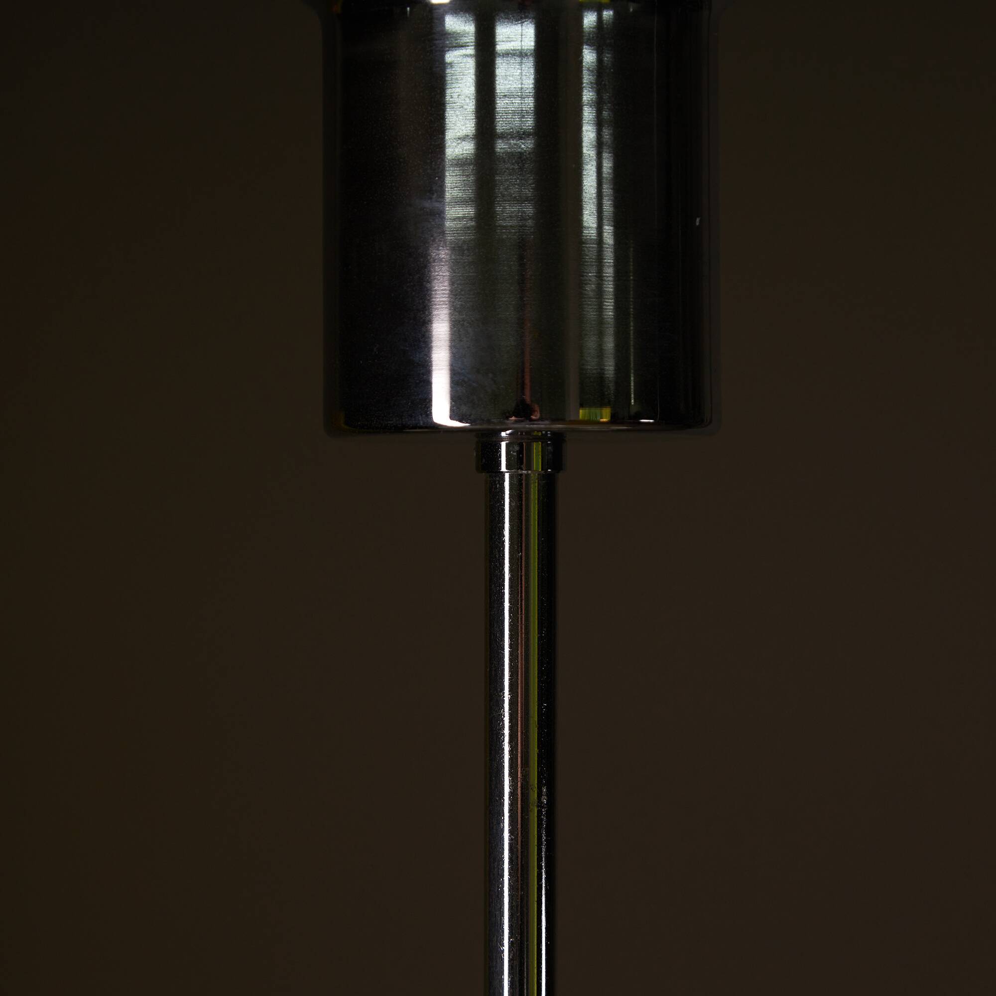 Lustre italien chromé à cinq lumières et abat-jour cylindrique, années 1970
