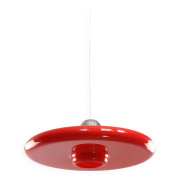 Space-Age Saucer Pendant in Red Plexiglas from Guzzini, 1960s