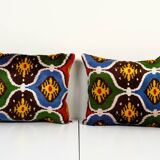 Set of two 16" x 20" ikat velvet pillow covers