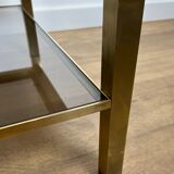 Pair of large square brass side tables
