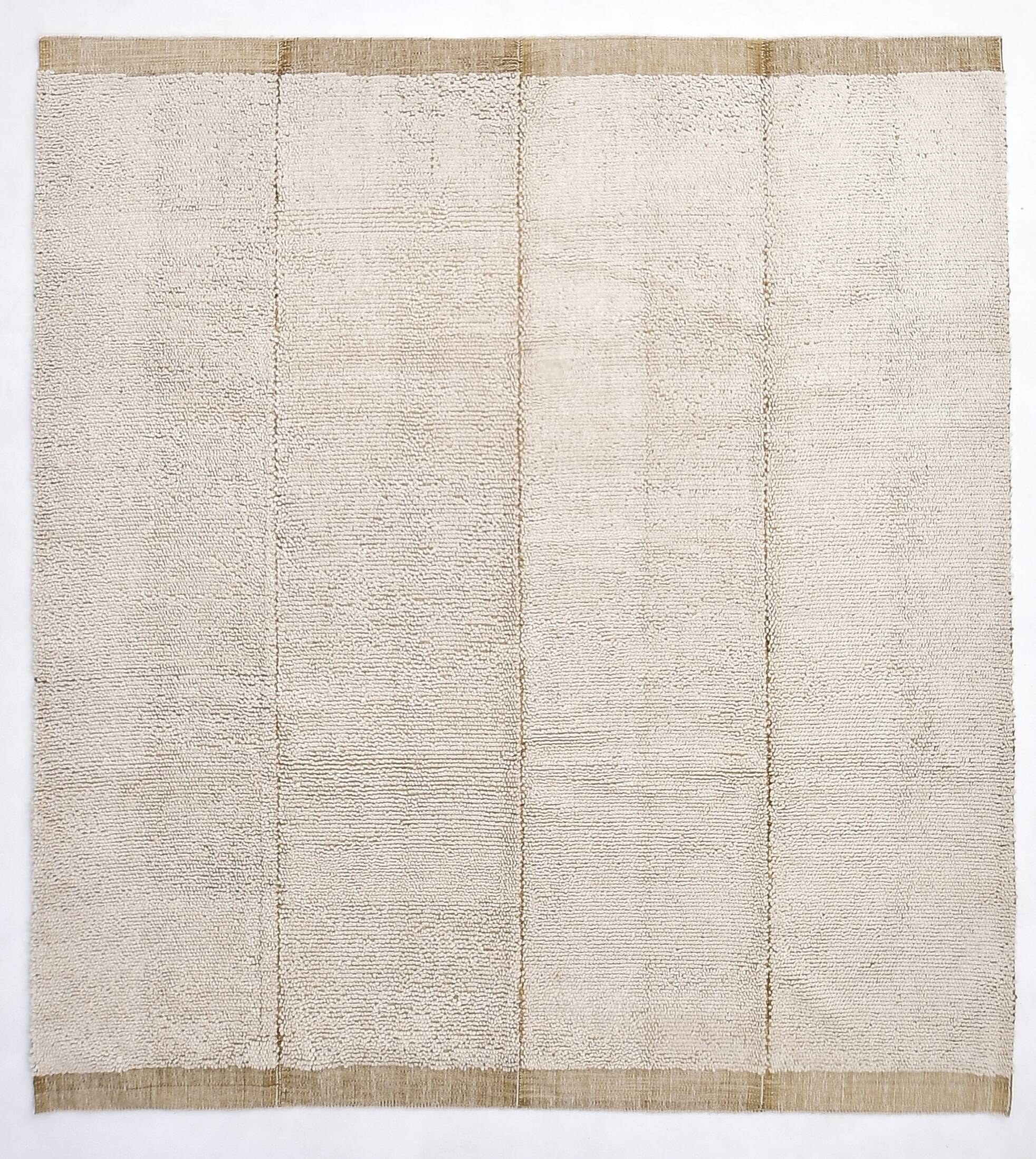 9x10 Mustard Beige Handmade Wool Moroccan Rug, 278x298Cm