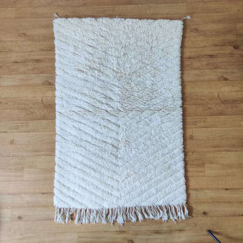 Béni Ouarain rug white Shaggy 105x165 cm