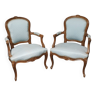 Reupholstered Louis XV convertible armchairs