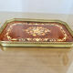 Octagonal tray in marquetry and brass, Italy, Art Deco 1940s 1950s