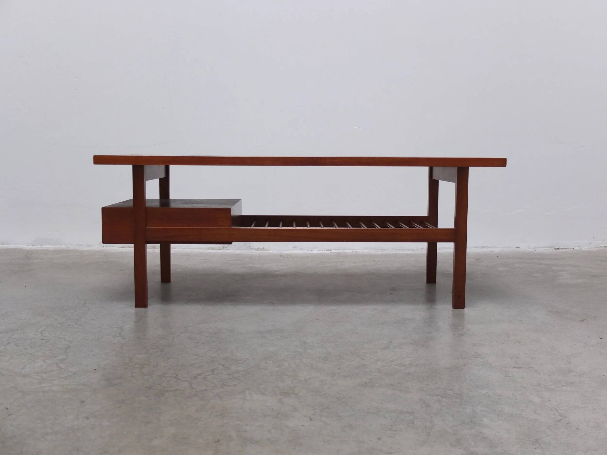 Walnut coffee table with ceramic tile by Jos De Mey for Van Den Berghe-Pauvers, 1960s