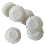 6 beige antique earthenware dinner plates with gold trim by Villeroy and Boch.