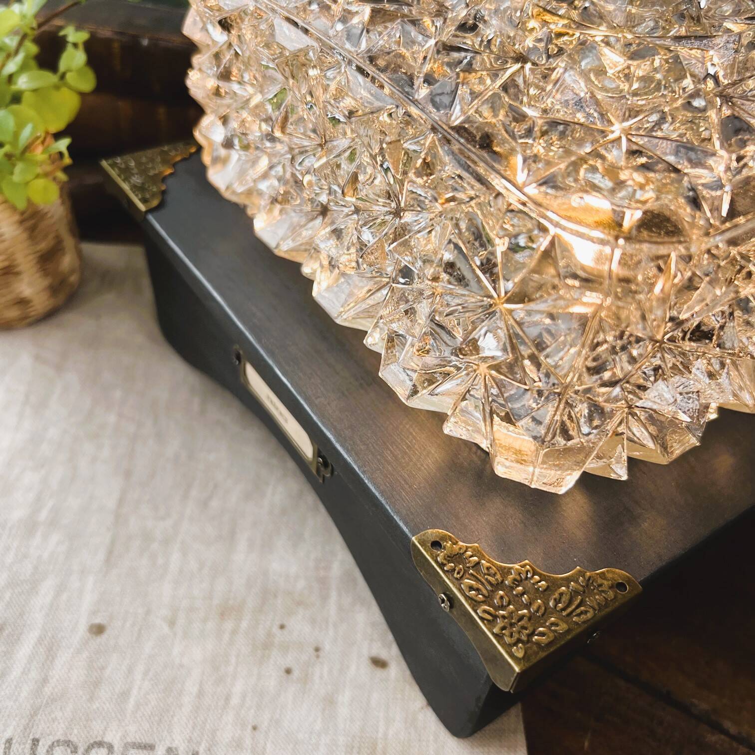 Lampe verre & bois “Préface”