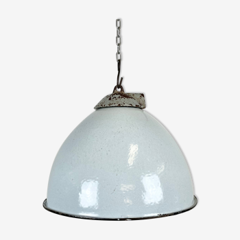 Industrial Grey Enamel Factory Lamp with Cast Iron Top from Zaos, 1960