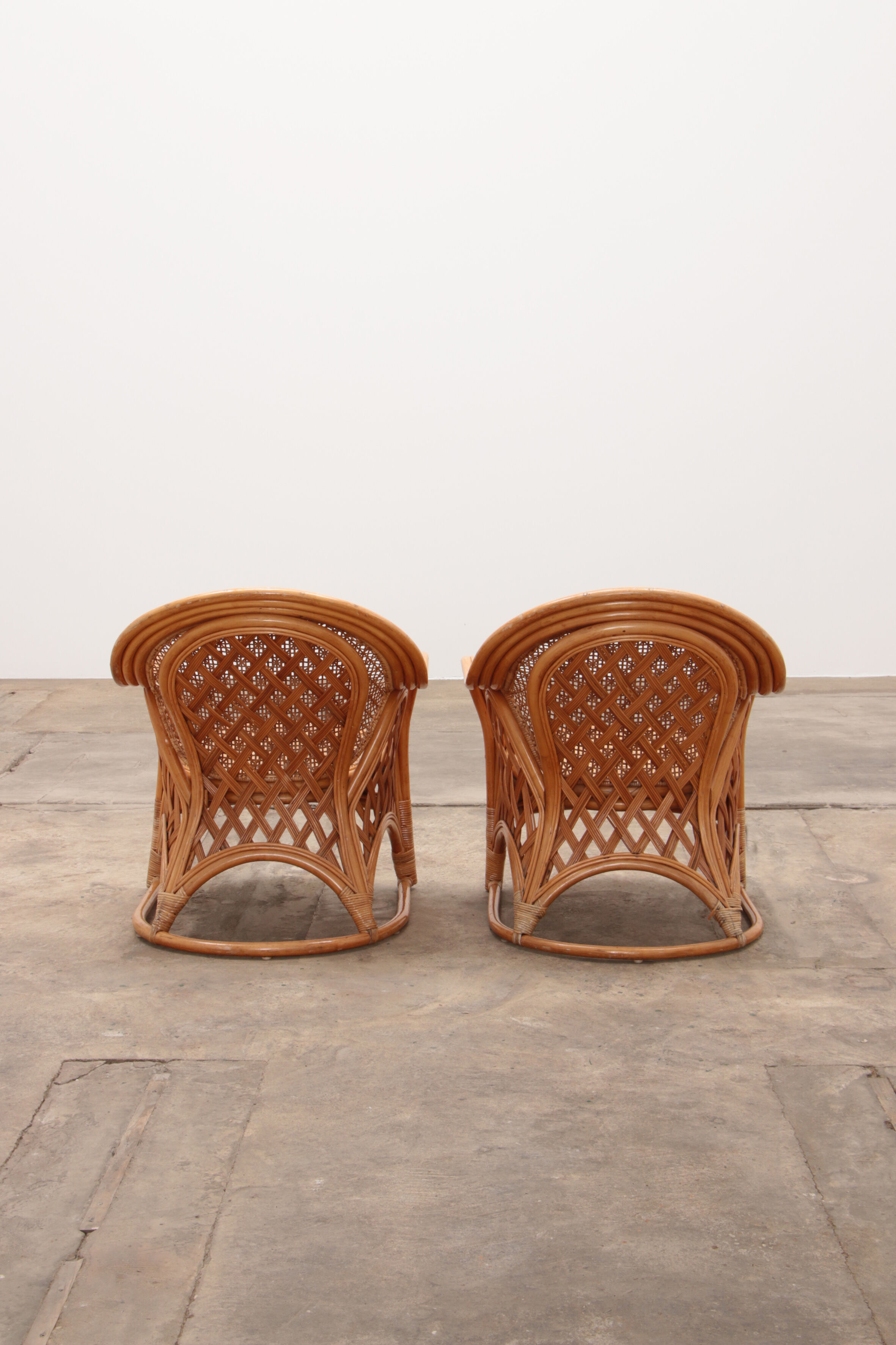 French bohemian set of 2 bamboo chairs from the 1960