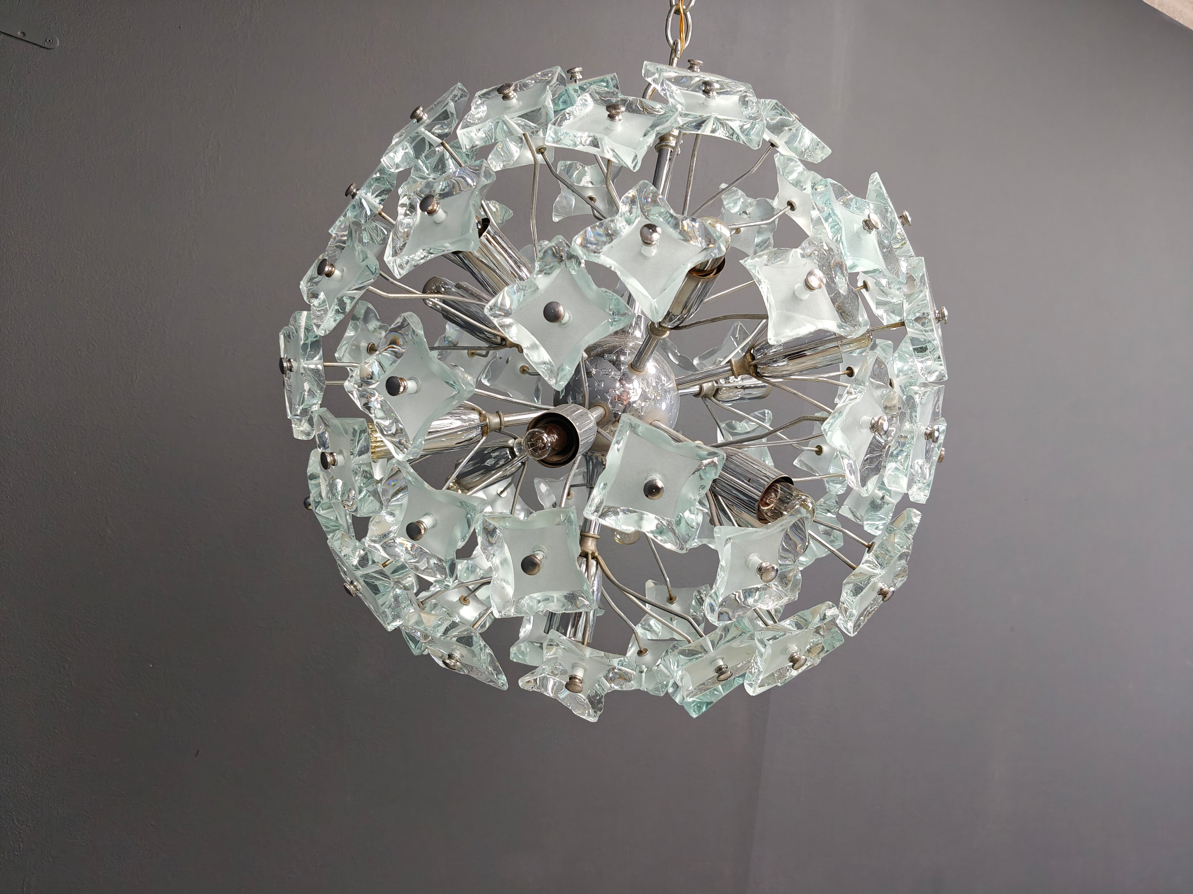 Mid-century glass sputnik chandelier, 1970s