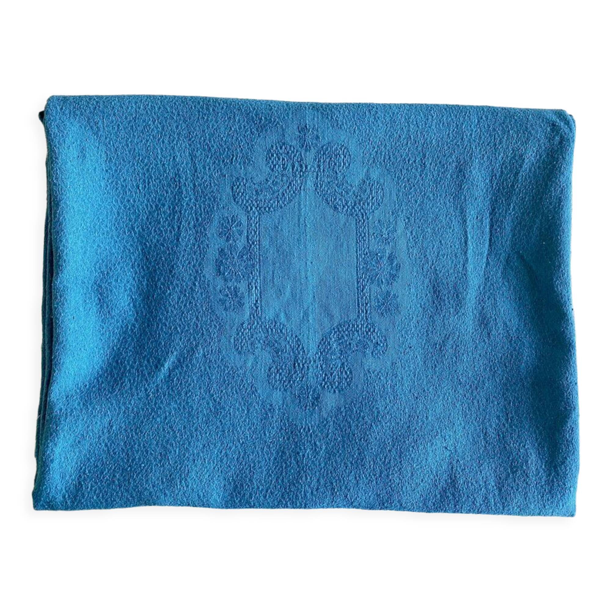 Old damask tablecloth duck blue - cotton - 150x200 cm