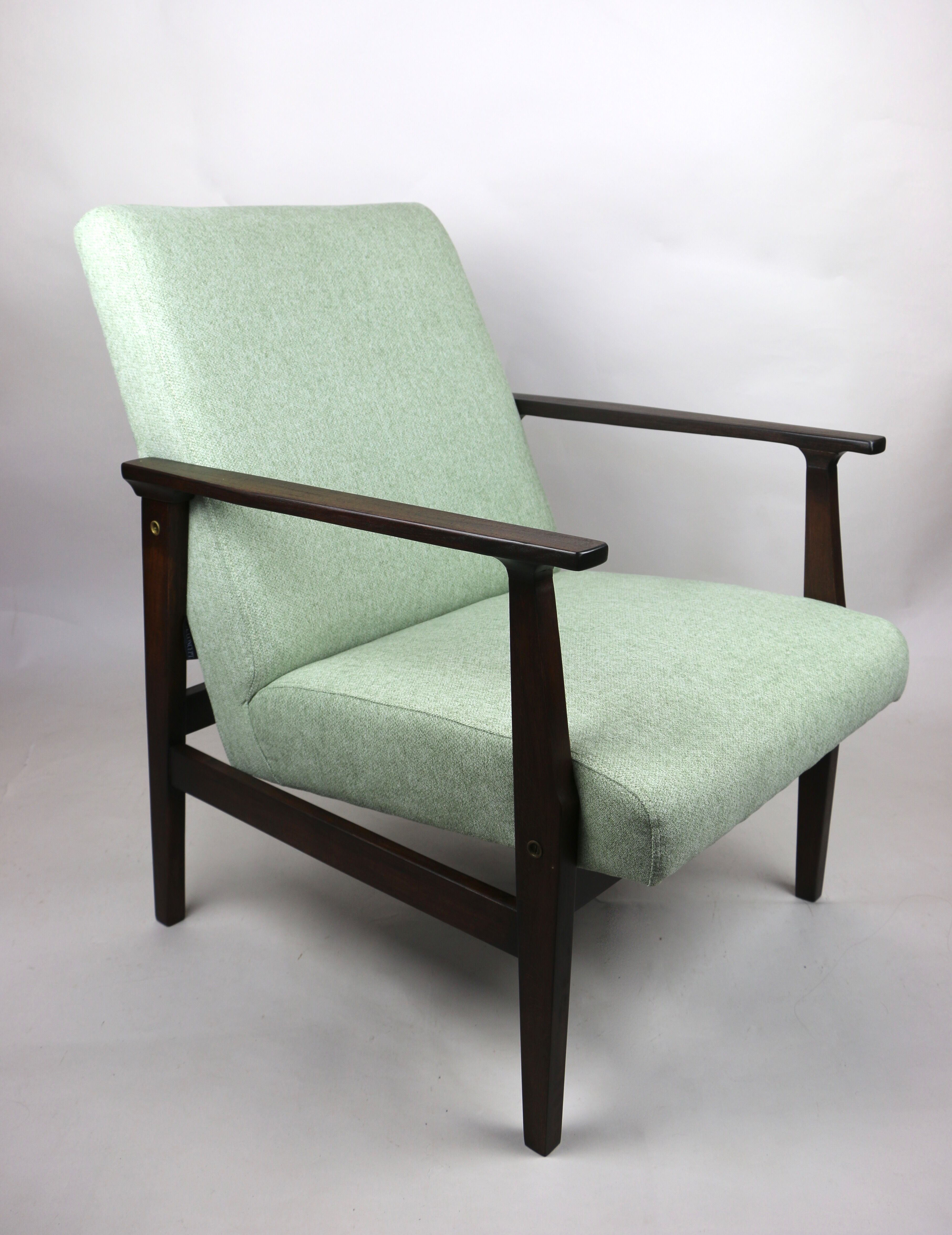 Fauteuil vert clair vintage années 1970