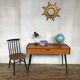 Bureau tricoteuse en teck vintage pieds compas fuseaux noir 1950 1960 style scandinave