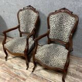 Pair of Napoleon III period curved armchairs in mahogany circa 1850