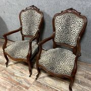 Pair of Napoleon III period curved armchairs in mahogany circa 1850