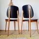 Paire de chaises vintage 1960 – Pieds compas & Simili-cuir noir
