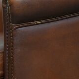 Brown Cowhide Leather Club Chair in English Style