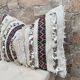 Housse de coussin Handira marocaine : Coussin berbère à sequins (60x40cm)