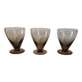 Verres coniques , fumé , style art déco par 3