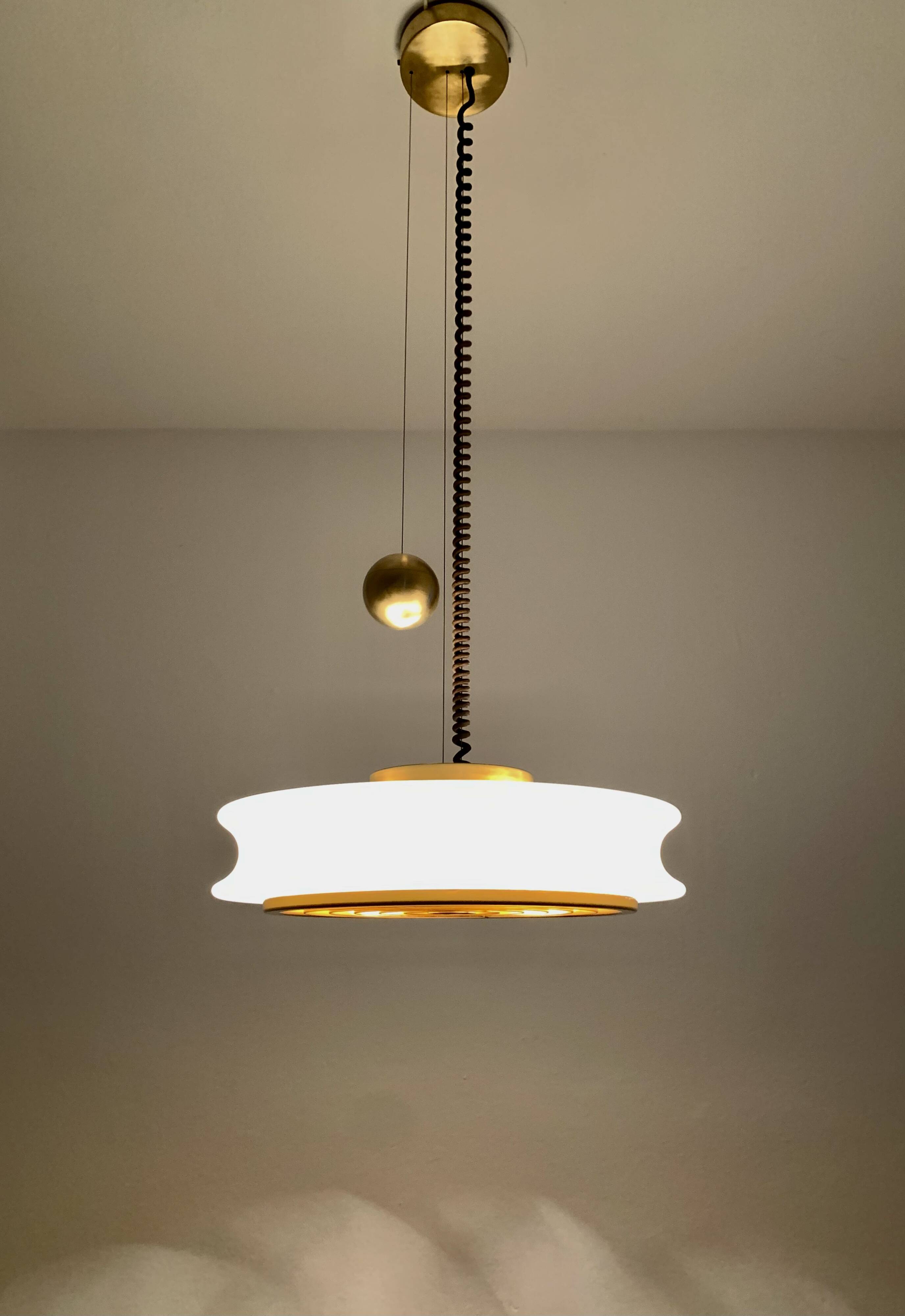 1 of 3 Awesome Adjustable Orion Glass Pendant Lamps from Staff